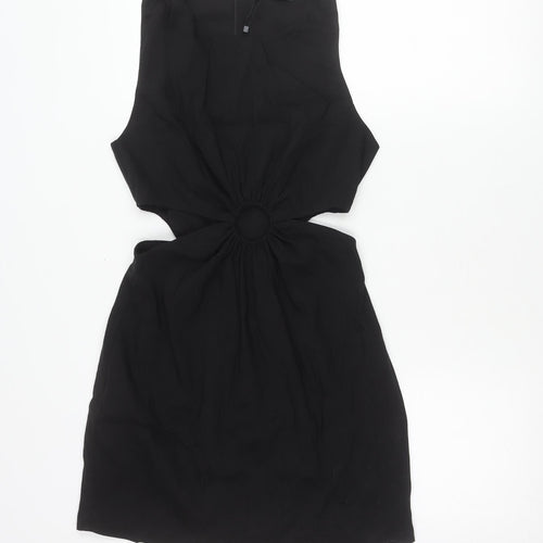 Zara Women Black M Strapless Mini Cut Out Dress