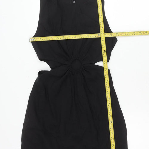 Zara Women Black M Strapless Mini Cut Out Dress