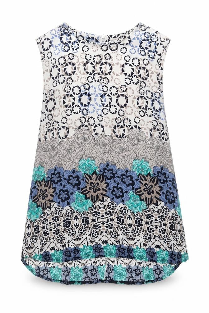 Front view of Vero Moda Women's Multicoloured Sleeveless Tunic Blouse, size M