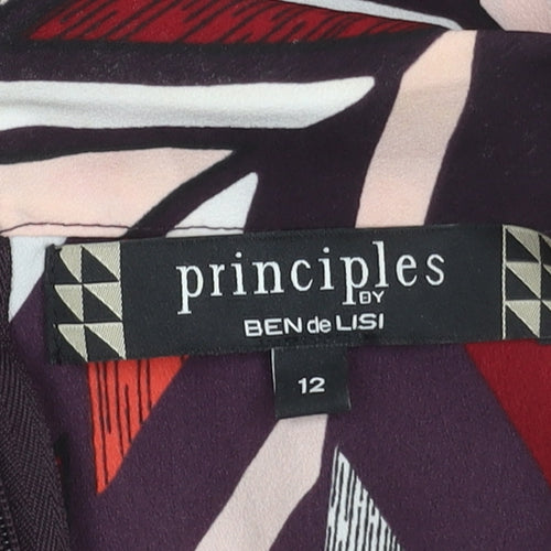 Principles by Ben de Lisi Womens Multicoloured Geometric Zip Blouse Size 12