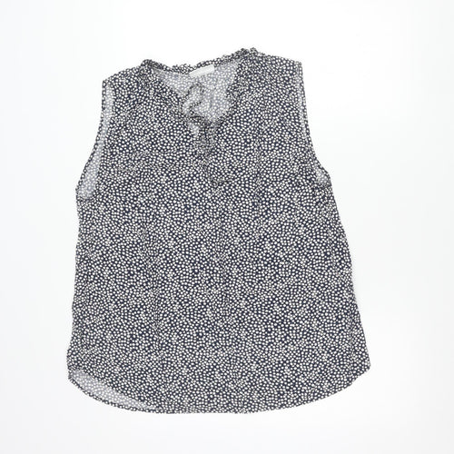 FREEQUENT Women's Blue Floral Sleeveless Blouse XL