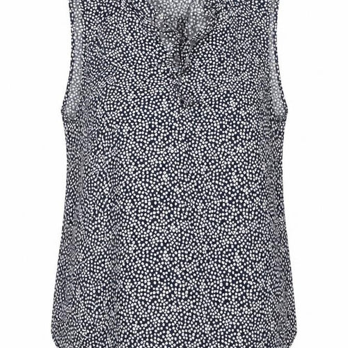 FREEQUENT Women's Blue Floral Sleeveless Blouse XL
