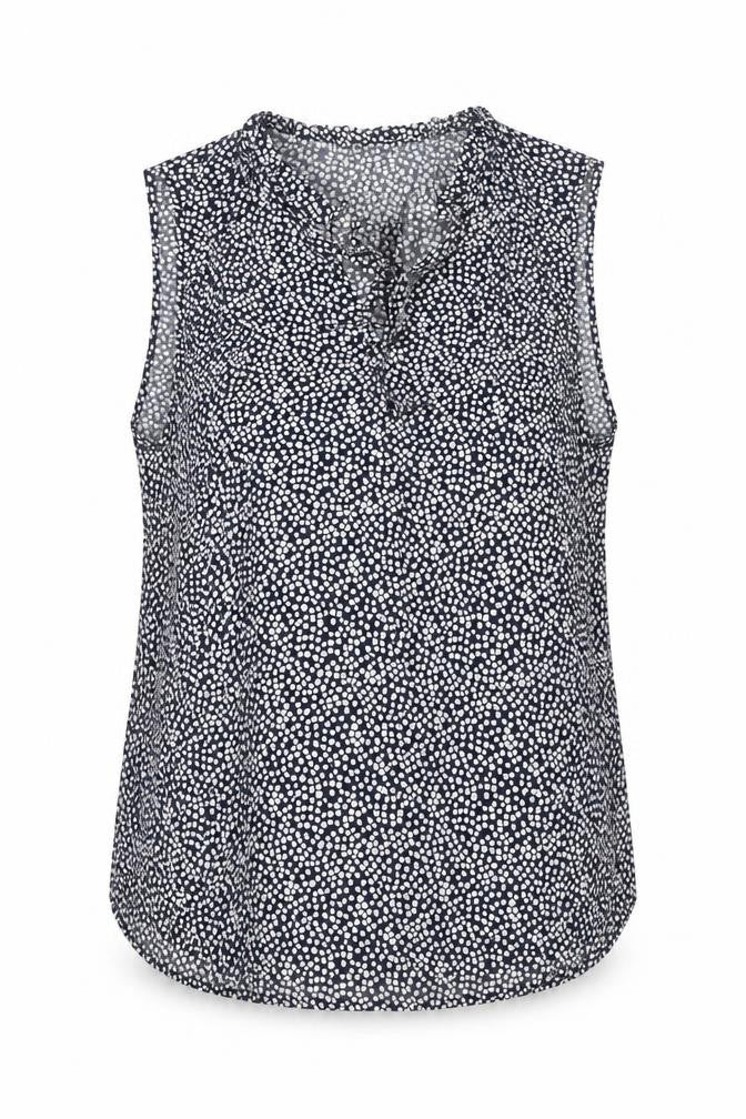 FREEQUENT Women's Blue Floral Sleeveless Blouse XL