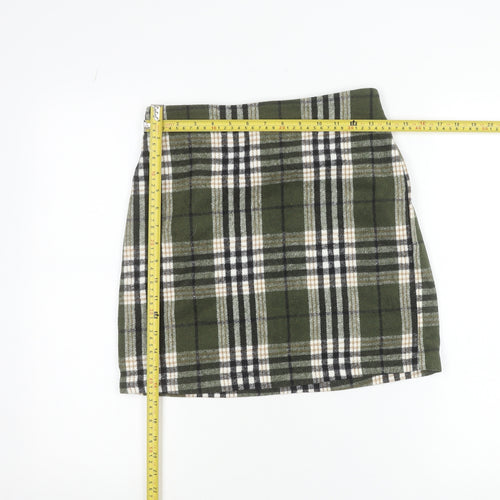 Vero Moda Women Green Plaid Short Skirt Size S Flannel Pencil