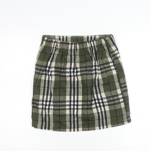 Vero Moda Women Green Plaid Short Skirt Size S Flannel Pencil