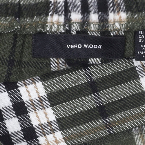 Vero Moda Women Green Plaid Short Skirt Size S Flannel Pencil