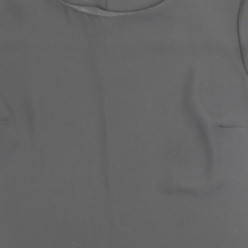 Oasis Women's Black Short Sleeve Blouse UK 12 Round Neck Top