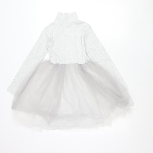 Leigh Tucker Willow Teens Grey A-Line Party Dress Size 6 Long Sleeve