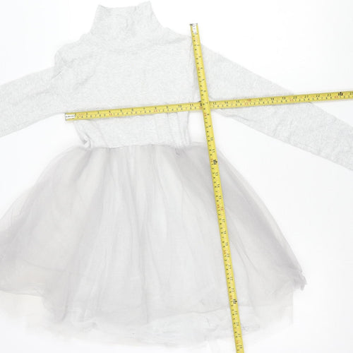 Leigh Tucker Willow Teens Grey A-Line Party Dress Size 6 Long Sleeve