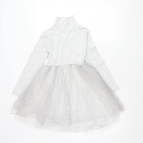 Leigh Tucker Willow Teens Grey A-Line Party Dress Size 6 Long Sleeve