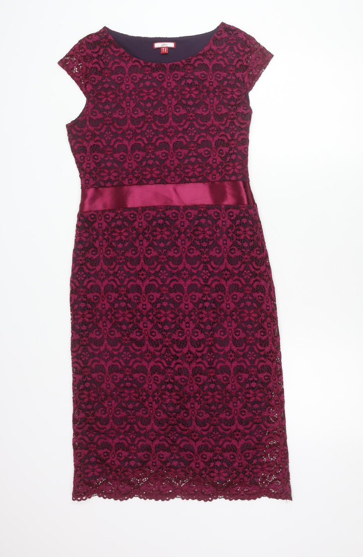 Joe Browns Women’s Purple Lace Sheath Dress Size 10 Knee Length