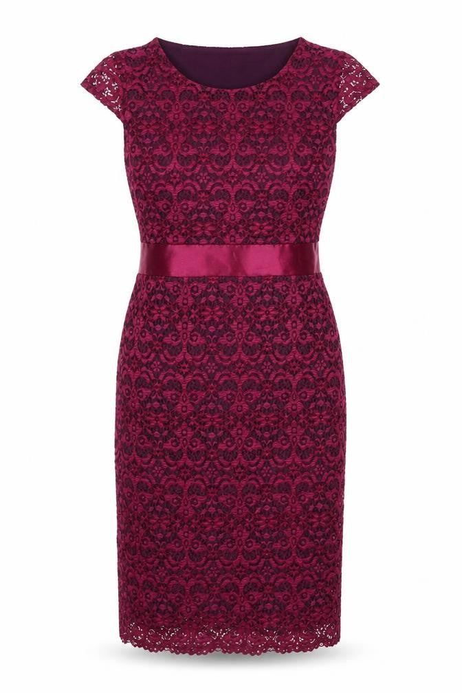 Joe Browns Women’s Purple Lace Sheath Dress Size 10 Knee Length
