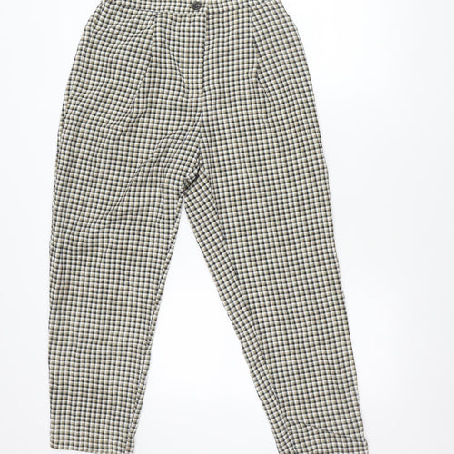 H&M Divided Women’s Beige Check Stretch Trousers Size 10