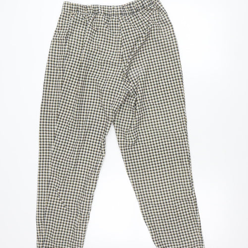 H&M Divided Women’s Beige Check Stretch Trousers Size 10