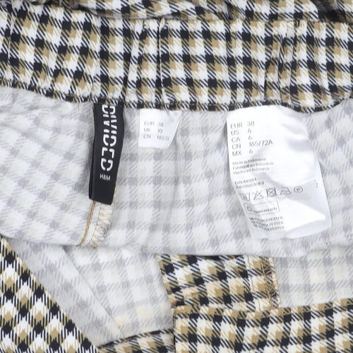 H&M Divided Women’s Beige Check Stretch Trousers Size 10