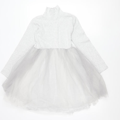 Leigh Tucker Willow Girls Grey Tutu Dress 7-8 Years Long Sleeve Party Style