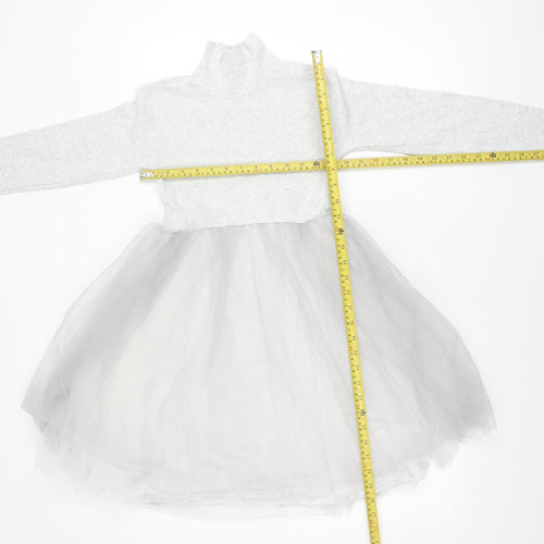 Leigh Tucker Willow Girls Grey Tutu Dress 7-8 Years Long Sleeve Party Style