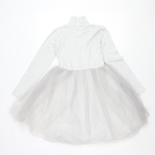 Leigh Tucker Willow Girls Grey Tutu Dress 7-8 Years Long Sleeve Party Style