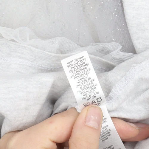 Leigh Tucker Willow Girls Grey Tutu Dress 7-8 Years Long Sleeve Party Style