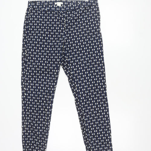 H&M Women's Blue Geometric Print Cotton Blend Slim Leg Leggings Size 12