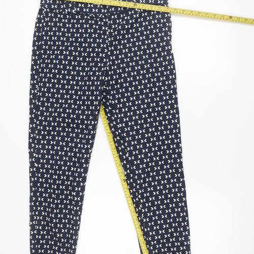 H&M Women's Blue Geometric Print Cotton Blend Slim Leg Leggings Size 12