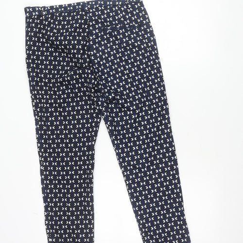 H&M Women's Blue Geometric Print Cotton Blend Slim Leg Leggings Size 12