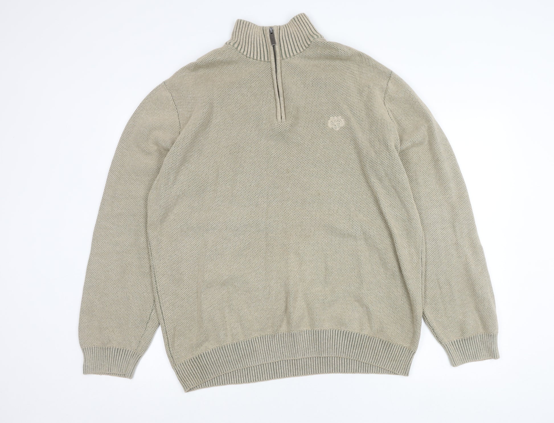 Paul Costelloe Living Men's Beige Cotton Half Zip Jumper XL – Preworn