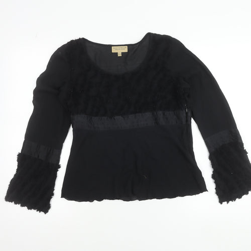 Paul Costelloe Women’s Black Silk Blend Bell Sleeve Blouse UK 12