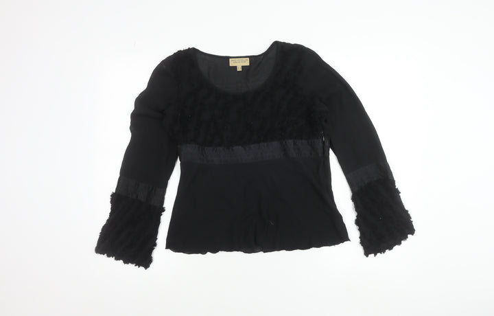 Paul Costelloe Women’s Black Silk Blend Bell Sleeve Blouse UK 12