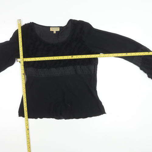 Paul Costelloe Women’s Black Silk Blend Bell Sleeve Blouse UK 12