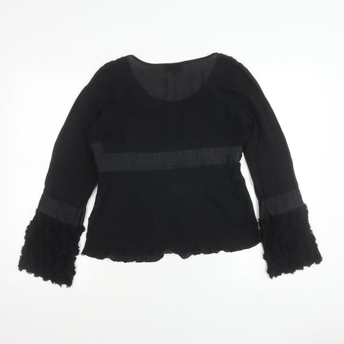 Paul Costelloe Women’s Black Silk Blend Bell Sleeve Blouse UK 12