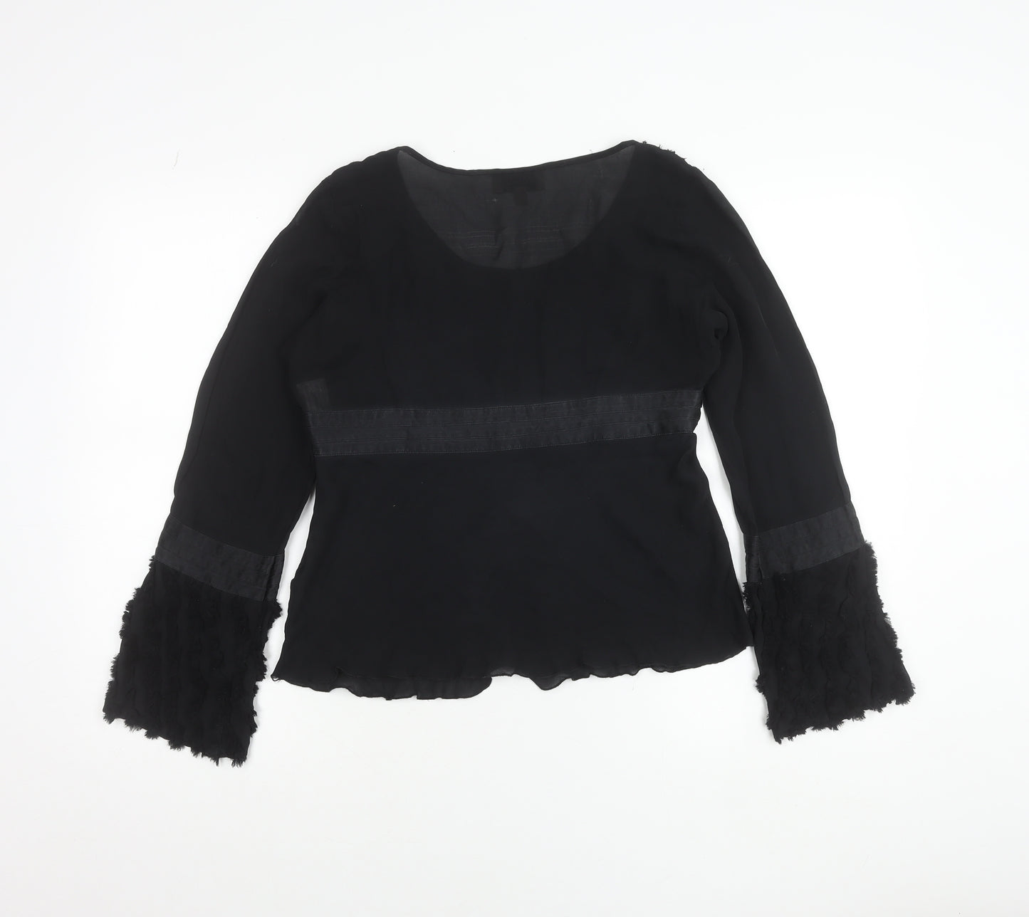Paul Costelloe Women’s Black Silk Blend Bell Sleeve Blouse UK 12