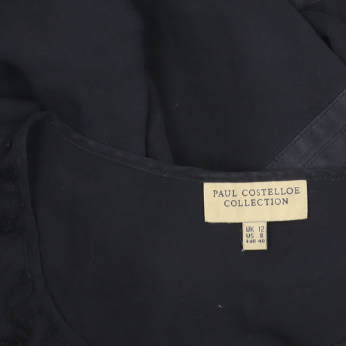 Paul Costelloe Women’s Black Silk Blend Bell Sleeve Blouse UK 12