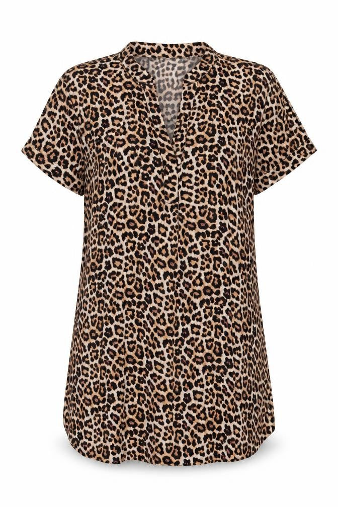 H&M Women’s Beige Leopard Print Shift Dress Size 8 Viscose