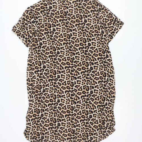 H&M Women’s Beige Leopard Print Shift Dress Size 8 Viscose