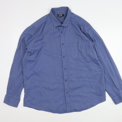 Dunnes Stores Men's Blue Regular Fit Cotton Long Sleeve Shirt XL