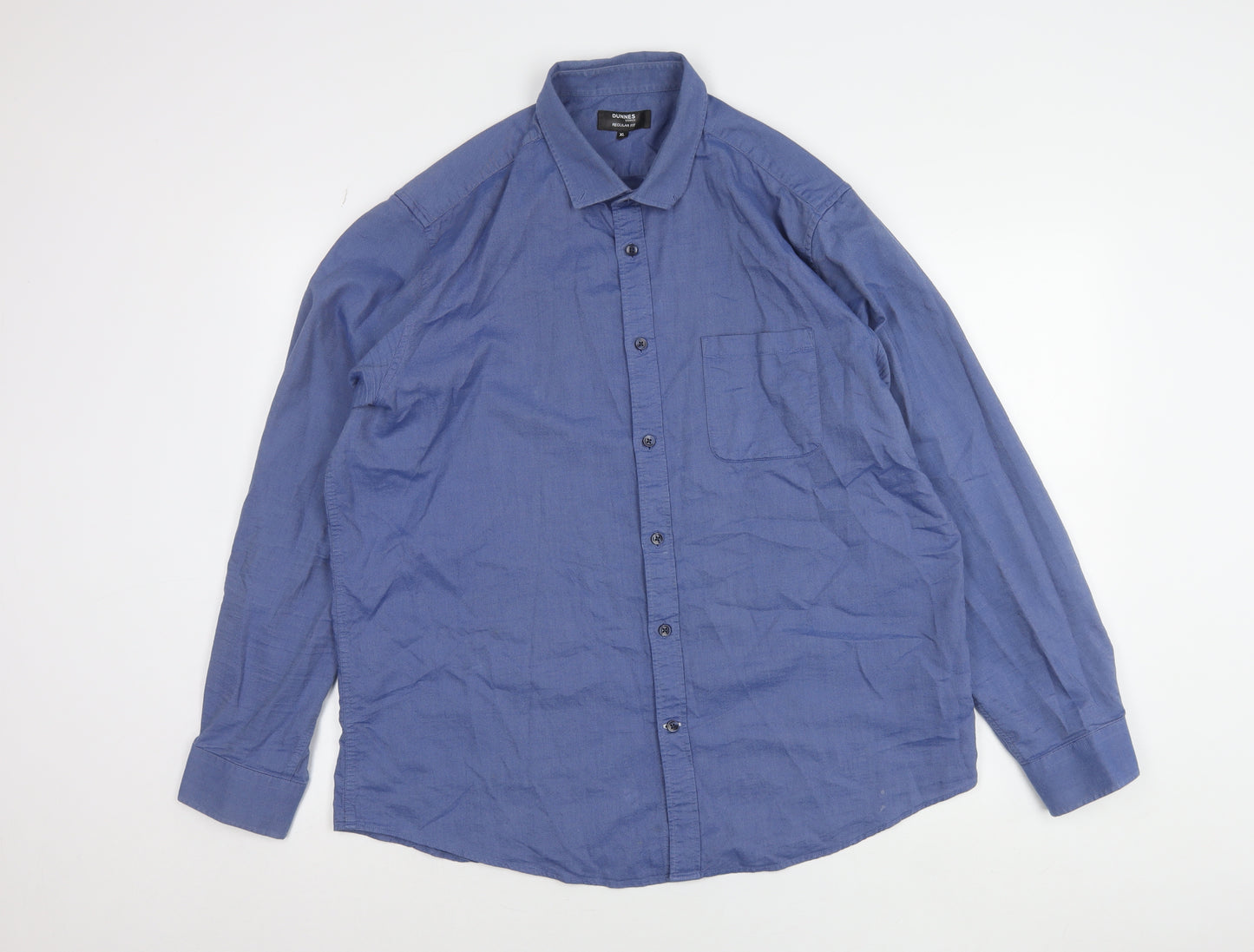 Dunnes Stores Men's Blue Regular Fit Cotton Long Sleeve Shirt XL