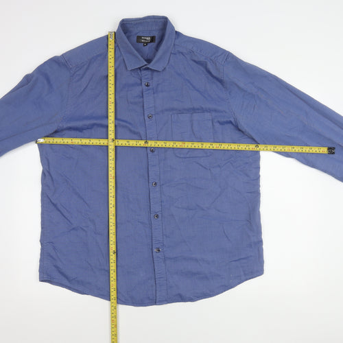 Dunnes Stores Men's Blue Regular Fit Cotton Long Sleeve Shirt XL