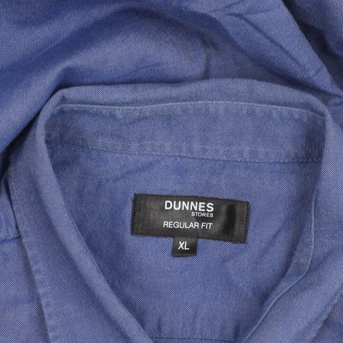 Dunnes Stores Men's Blue Regular Fit Cotton Long Sleeve Shirt XL
