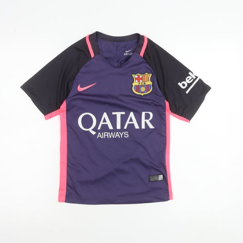 Nike Boys Purple Barcelona Messi 10 Dri-FIT Football Shirt 7-8Y