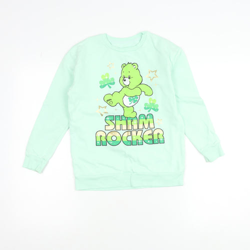 Dunnes Stores Girls Green Pullover Jumper 9-10 Years Care Bears Graphic