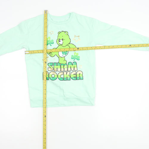 Dunnes Stores Girls Green Pullover Jumper 9-10 Years Care Bears Graphic
