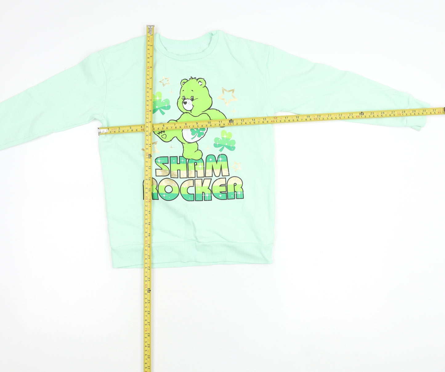 Dunnes Stores Girls Green Pullover Jumper 9-10 Years Care Bears Graphic