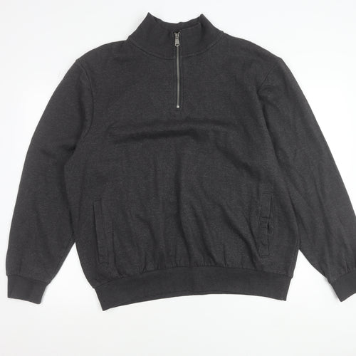 Latice Men's Grey XL 1/2 Zip Mock Neck Fleece Sweatshirt