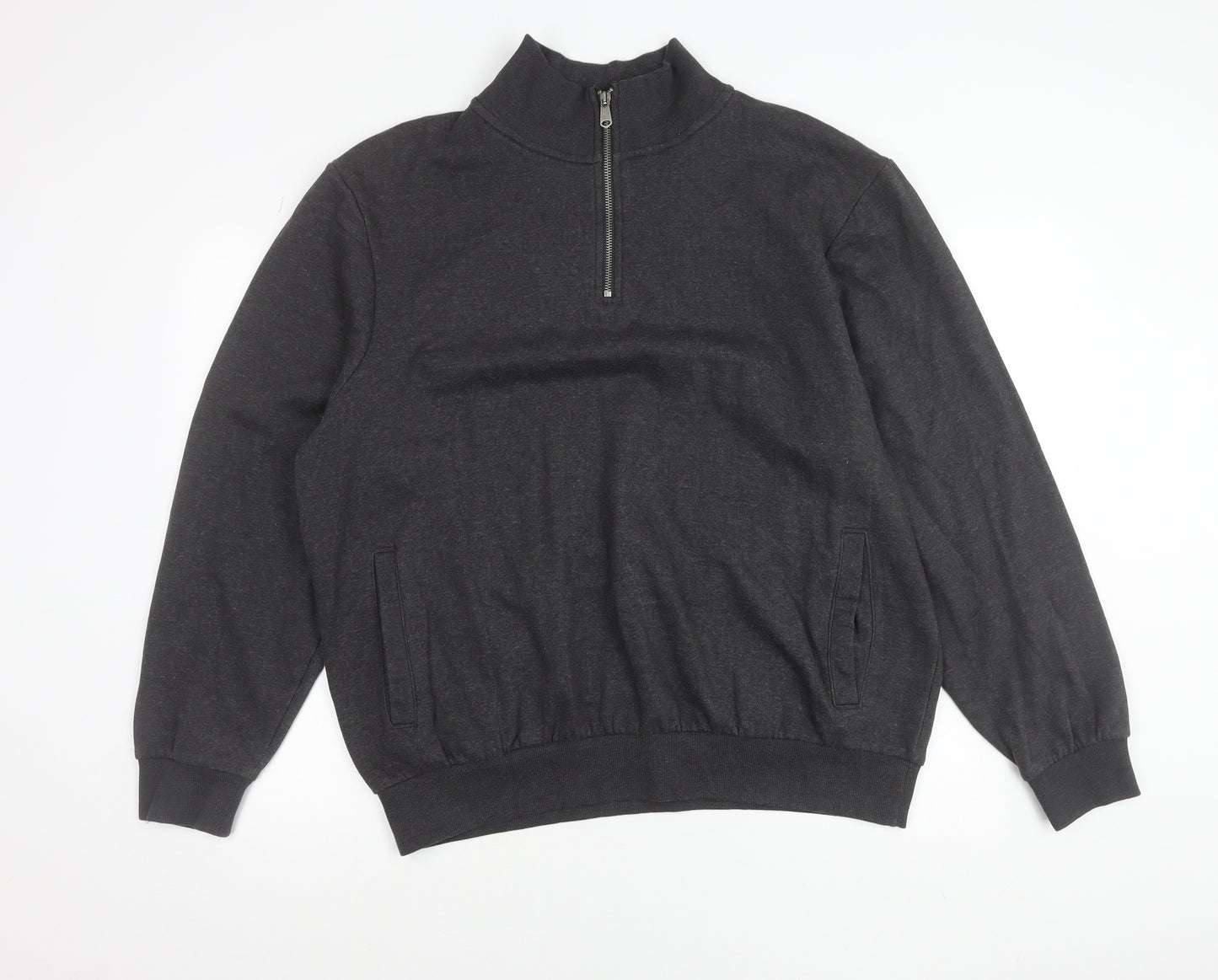 Latice Men's Grey XL 1/2 Zip Mock Neck Fleece Sweatshirt