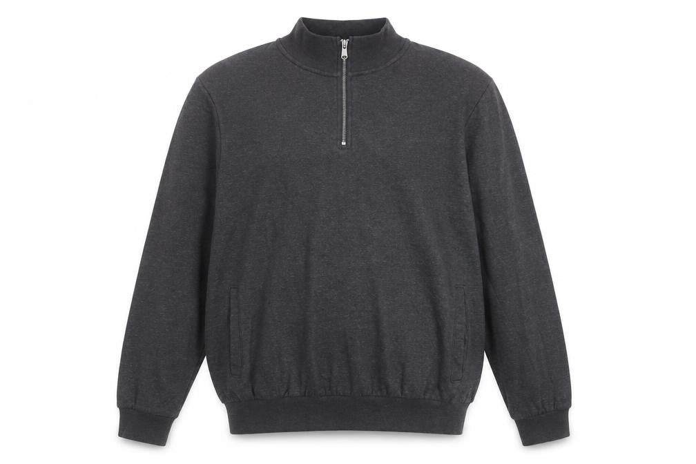 Front view of Latice Men's Grey XL 1/2 Zip Mock Neck Fleece Sweatshirt