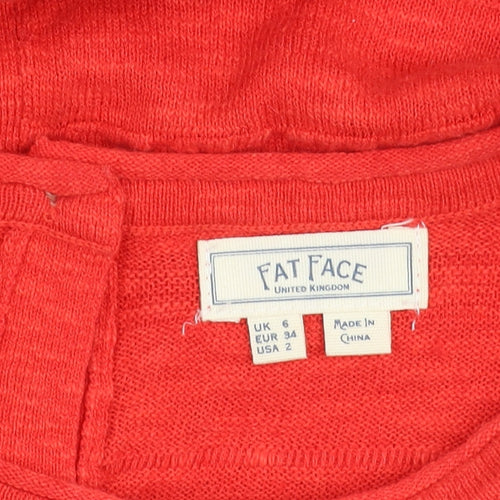 Fat Face Women’s Red Linen Cotton Button Cardigan UK 6