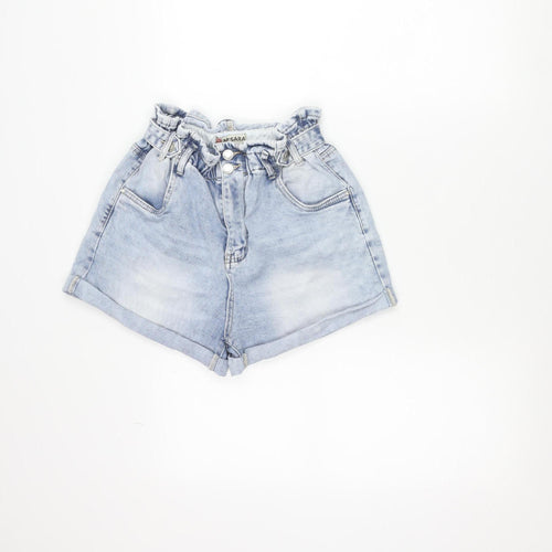 M'SARA Women's Blue Denim Paperbag Shorts Size M High Rise
