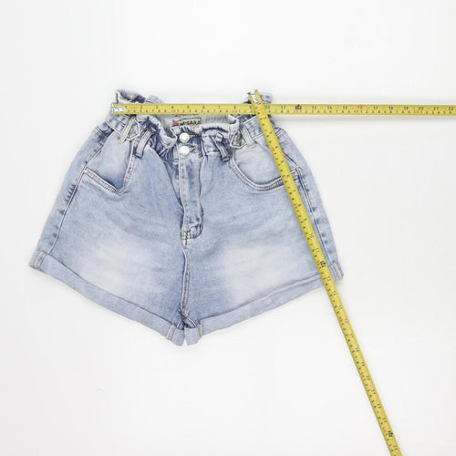 M'SARA Women's Blue Denim Paperbag Shorts Size M High Rise