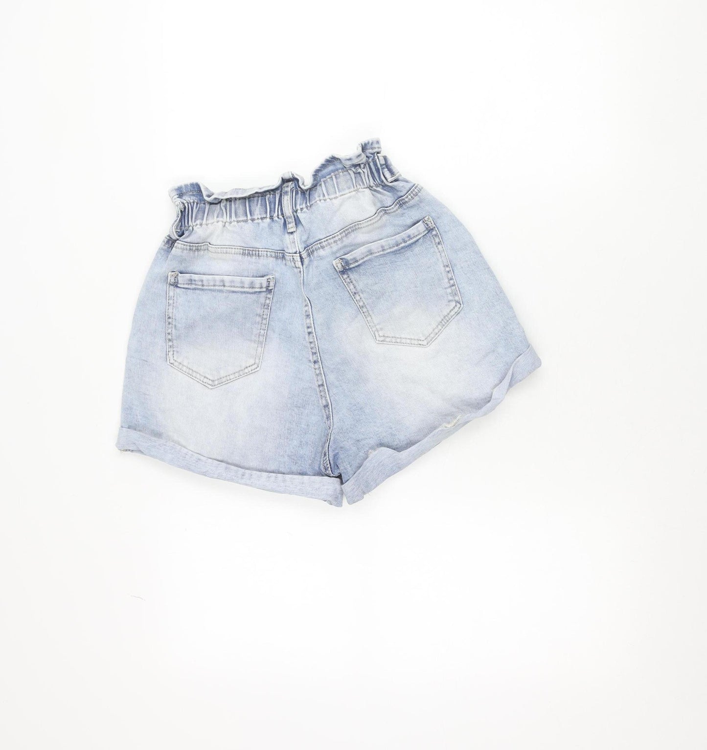 M'SARA Women's Blue Denim Paperbag Shorts Size M High Rise
